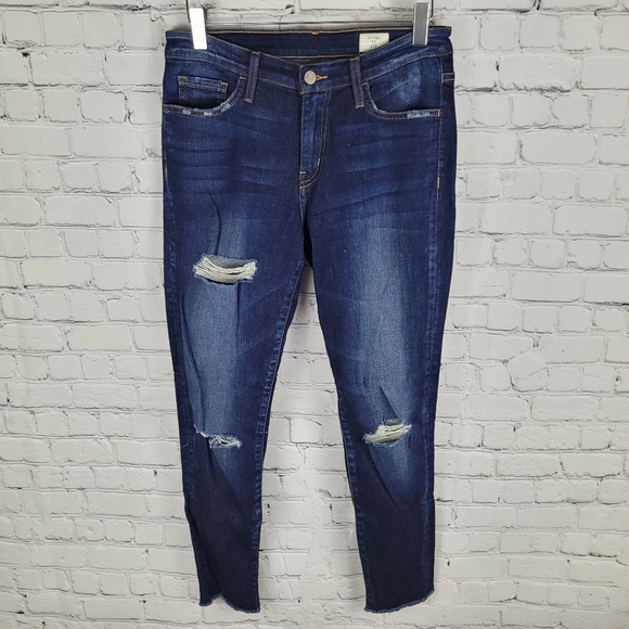 BRIDGE BY GLY | mid rise ankle skinny stretch distressed raw hem jeans - Picture 4 of 8